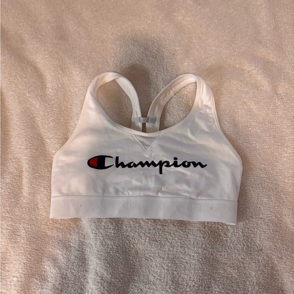 Champion White Logo Sports Bra